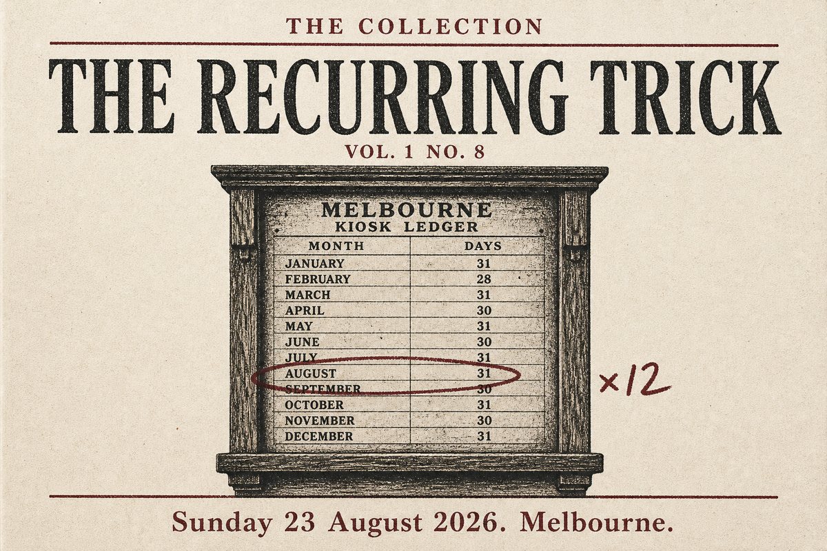 The Recurring Trick, Sunday 23 August 2026