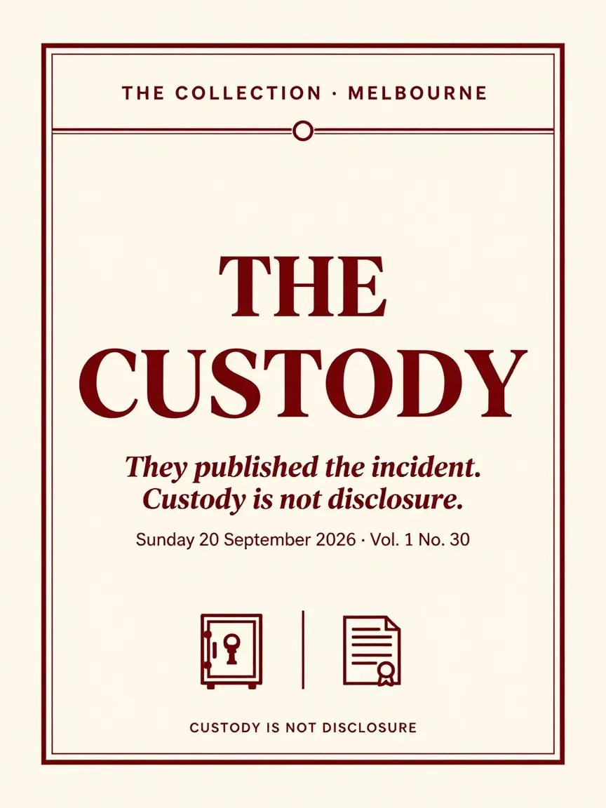 The Custody, Sunday 20 September 2026